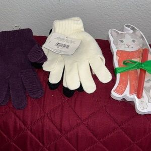 NET 3 pairs of ladies gloves & kitty cat with pen magnet note pad 100 sheets